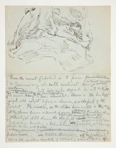 Studie för The Quest of the Holy Grail (serie med femton målningar för Boston Public Library, färdig 1901): studie av draperi av Edwin Austin Abbey