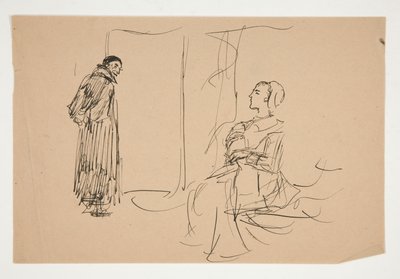 Studie för The Scarlet Letter (oljemålning) av Edwin Austin Abbey