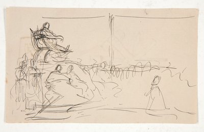 Studie för rättegång mot drottning Katherine. Vapen på ryggen. av Edwin Austin Abbey