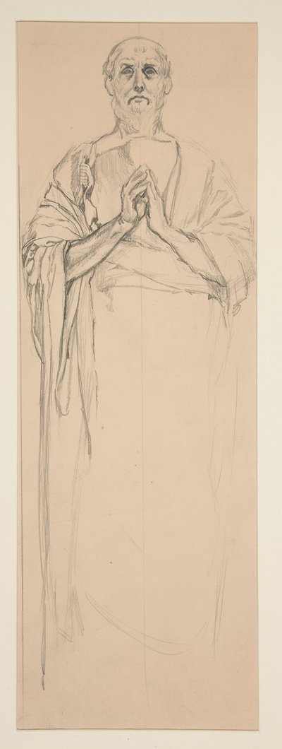 Studie för ett målat glasfönster som föreställer St. Peter, Paris av Edwin Austin Abbey