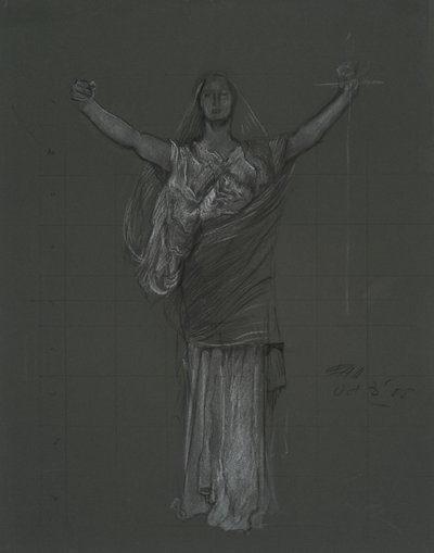 Studie för allegorisk lagfigur, rondel i rotundan i Pennsylvania State Capitol Building, Harrisburg, 1902-1911 av Edwin Austin Abbey