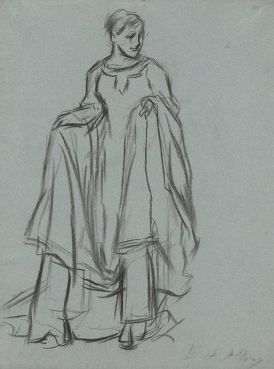 Studie för draperad kvinna, figurstudie för The Quest of the Holy Grail (serie med 15 målningar för Boston Public Library, färdig 1901) av Edwin Austin Abbey