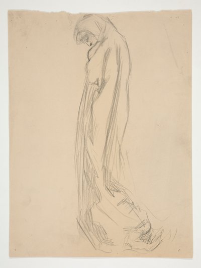 Studera för figur av 10 pm in av Edwin Austin Abbey