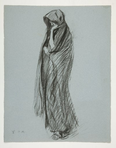 Studera för figur av 8 pm in av Edwin Austin Abbey