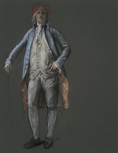 Studie för figur av Benjamin Franklin i av Edwin Austin Abbey