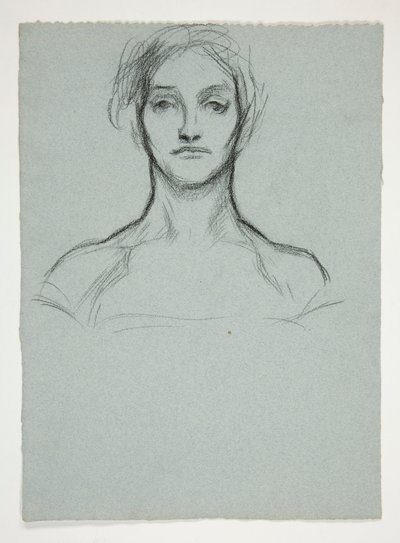 Studie för pastell (.2228): Porträtt av en ung kvinna av Edwin Austin Abbey