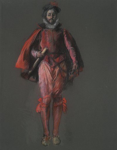 Studera för figuren Sir Walter Raleigh, i av Edwin Austin Abbey