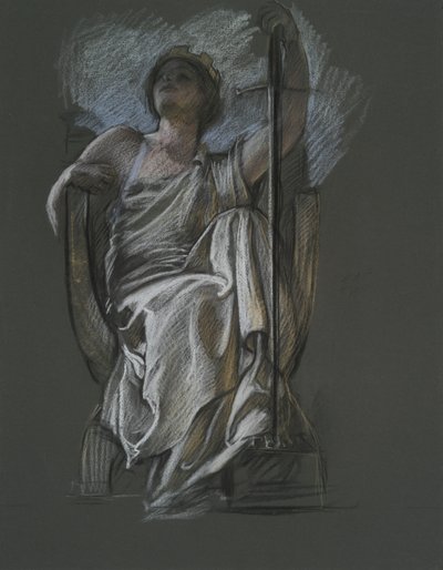 Studera för figuren The Genius of Pennsylvania i av Edwin Austin Abbey