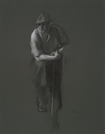 Studera för figuren av en arbetare(?), i av Edwin Austin Abbey