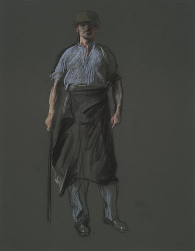 Studera för figuren av en arbetare, in av Edwin Austin Abbey