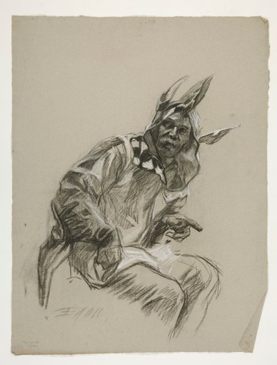 Studie av Jester (oanvänd), för Quest of the Holy Grail (en serie av femton målningar för Boston Public Library, färdigställd 1901) av Edwin Austin Abbey