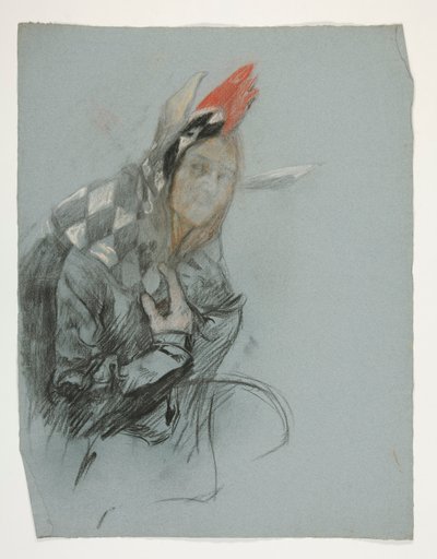 Studie av Jester (oanvänd), för Quest of the Holy Grail (en serie med femton målningar för Boston Public Library, färdigställd 1901) av Edwin Austin Abbey