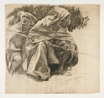 Studie av The Fisher King, från The Quest of the Holy Grail (en serie med femton målningar för Boston Public Library, färdig 1901) av Edwin Austin Abbey