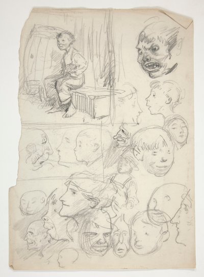 Studie av en pojke, studie av ansikten av Edwin Austin Abbey