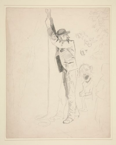 Studie av en man som ringer en klocka; doodles av EAA av Edwin Austin Abbey