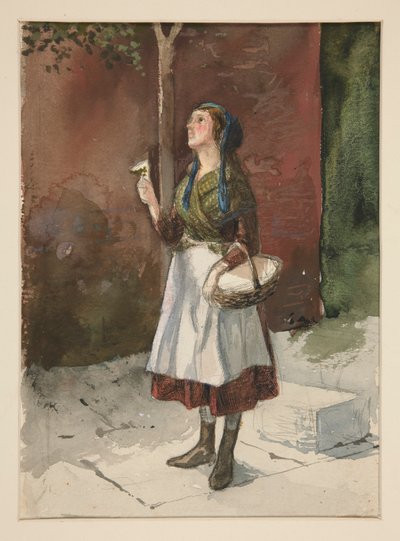 Studie av en ung flicka i en trädgård av Edwin Austin Abbey
