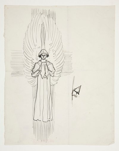 Study of an Angel, för The Quest of the Holy Grail (serie med femton målningar för Boston Public Library, färdig 1901) av Edwin Austin Abbey