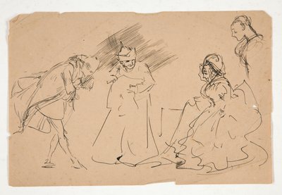 Studie av en scen från 1800-talet, möjligen av Edwin Austin Abbey