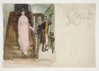 Studie av en interiör: par som förbereder sig för att lämna för kvällen av Edwin Austin Abbey