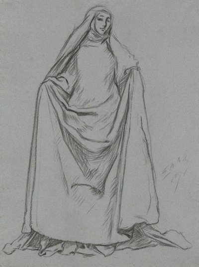 Studie av kvinnlig figur (verso: mansfigur) av Edwin Austin Abbey