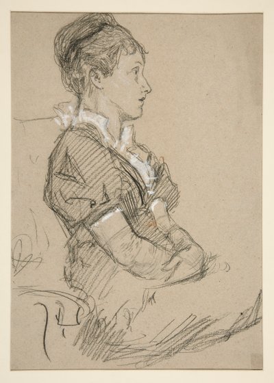Studie av sittande kvinnor (Mrs. Abbey?) av Edwin Austin Abbey