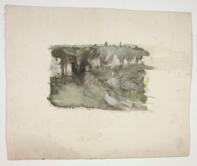 Studie av gåsflickan. av Edwin Austin Abbey