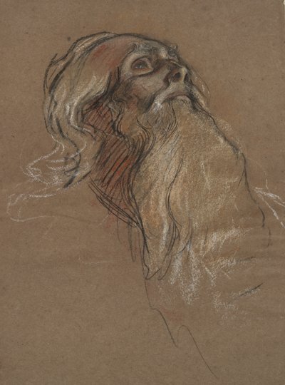 Studie av chefen för kung Amfortas, för av Edwin Austin Abbey