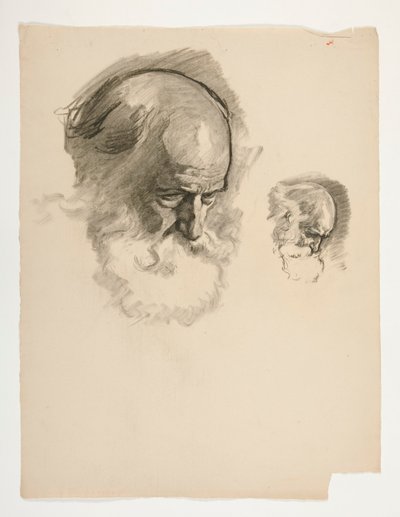 Studie av huvudet på en gammal skäggig man, för kung Arthur av Edwin Austin Abbey