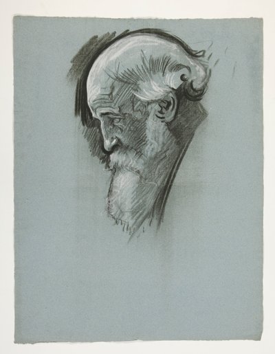 Studie av huvudet på en gammal skäggig man, för kung Arthur av Edwin Austin Abbey