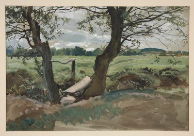 Studie av två träd och ett fält av Edwin Austin Abbey