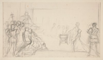 Rättegång mot drottning Catharine, studie av Edwin Austin Abbey