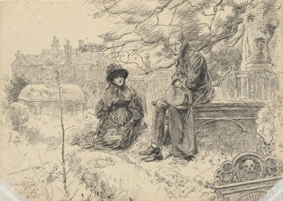 Två figurer på en kyrkogård av Edwin Austin Abbey