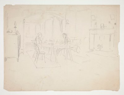 Två män vid bordet i en interiör av Edwin Austin Abbey