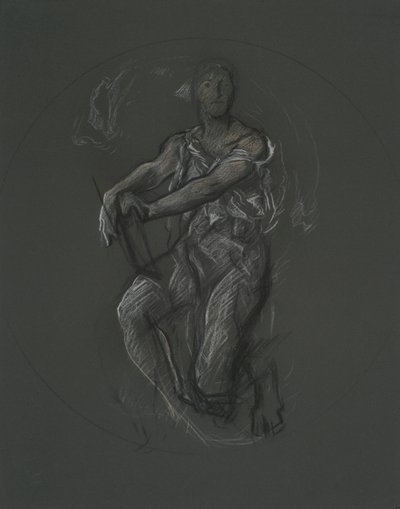 Oidentifierad figurstudie för väggmålningsprojekt vid Pennsylvania State Capitol Building, Harrisburg, 1902-1911 av Edwin Austin Abbey
