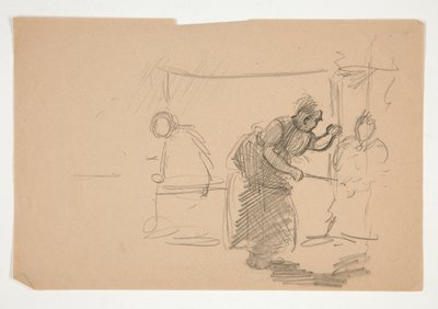 Oidentifierad illustration - Studie av kök med figur av Edwin Austin Abbey