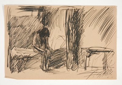 Oidentifierad illustration - Studie av en person i fängelse av Edwin Austin Abbey