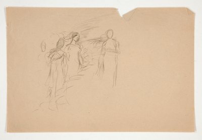 Oidentifierad illustration - Studie av tre kvinnliga figurer av Edwin Austin Abbey