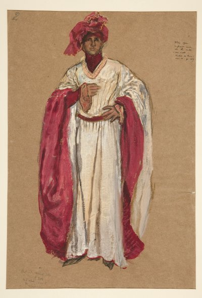 Oidentifierad man i röd dräkt, kostymskiss för kung Richard II av Edwin Austin Abbey