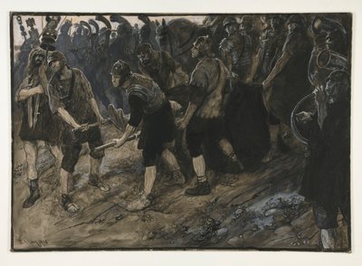 Ventidius går in i triumf, Pacorus döda kropp som bärs framför honom, akt III, scen i, Antonius och Kleopatra av Edwin Austin Abbey