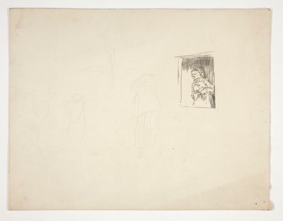 Kvinna vid fönstret - oidentifierad illustration av Edwin Austin Abbey