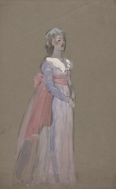 Kvinna i Empire-klänning - kostymstudie för La Tosca av Edwin Austin Abbey
