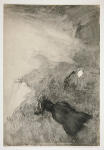 Kvinna som läser, figur tittar på - (oidentifierad illustration) av Edwin Austin Abbey