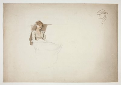 Kvinna som sitter i stol och sover av Edwin Austin Abbey