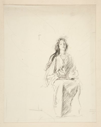 Sittande kvinna, skiss till en oidentifierad Shakespeare-pjäs av Edwin Austin Abbey
