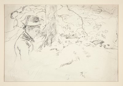 Kvinna som sitter i trädgården - oidentifierad illustration av Edwin Austin Abbey