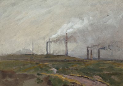 Kvällslandskap (akvarell på papper) av Edwin Butler Bayliss