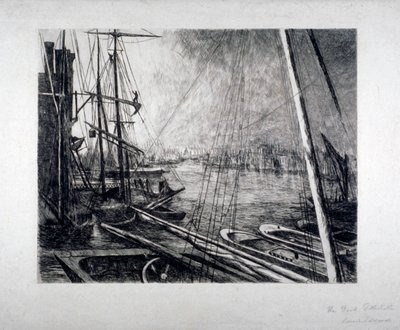 Pool of London från Rotherhithe, med fartyg i förgrunden, c1890. av Edwin Edwards