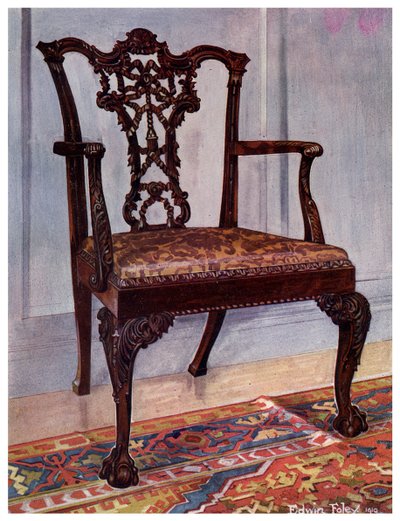 Fåtölj i mahogny, stil av Chippendale, 1911-1912. av Edwin Foley