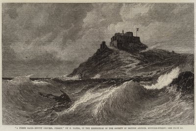 En frisk storm, Mount Orgueil, Jersey av Edwin Hayes
