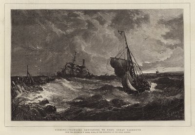 Fiske, trålare som återvänder till hamnen, Great Yarmouth av Edwin Hayes
